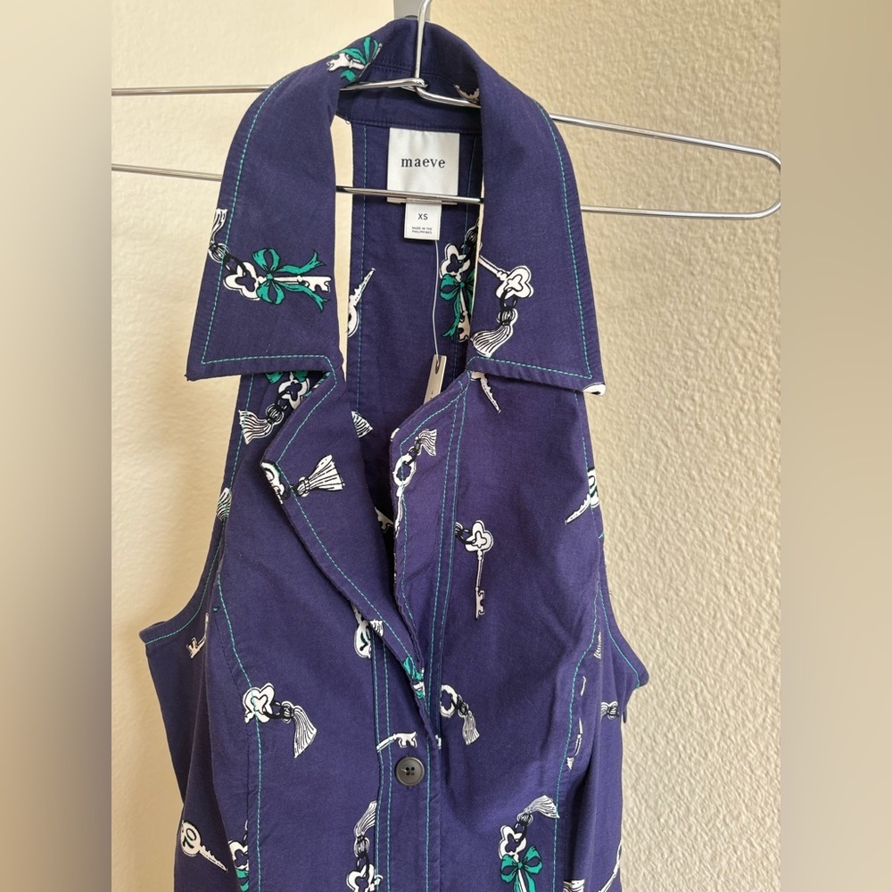 NWT - Maeve The Amelia Collared Mini Dress in Navy / Marine - Size XS - Picture 7 of 7